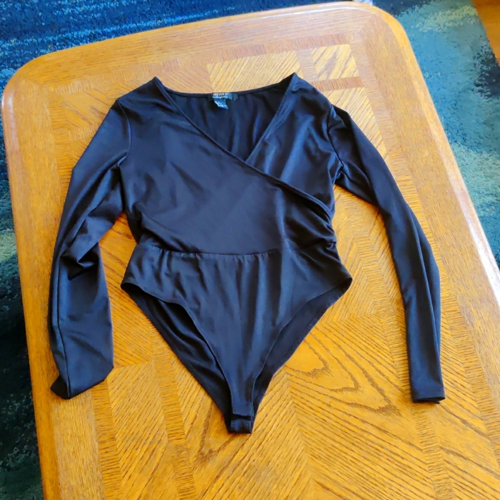 Forever 21 black crossover bodysuit